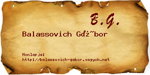 Balassovich Gábor névjegykártya